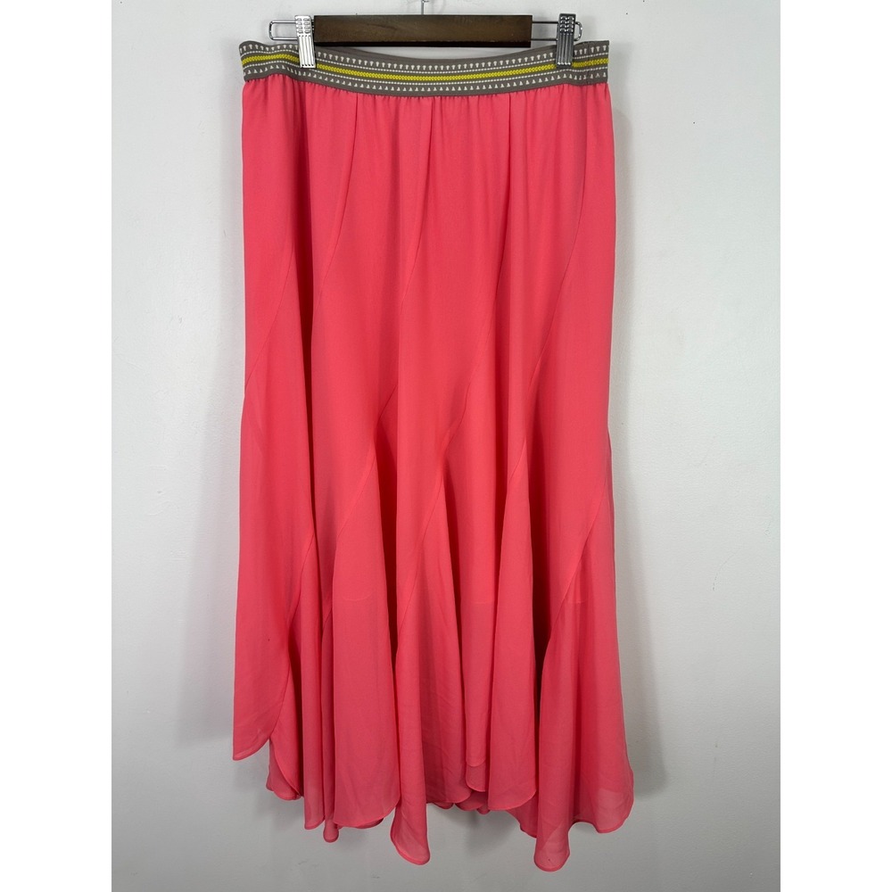 Vanessa Virginia Anthro Midi‎ Skirt Bias Cut Pull On Ethereal Boho Pink Sz Small
